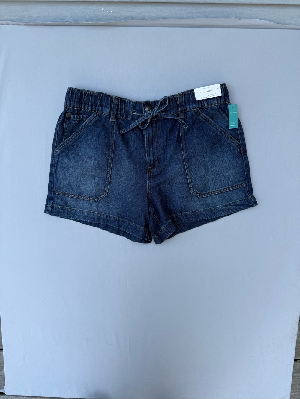 Maurices Dark Blue Denim Drawstring Shorts